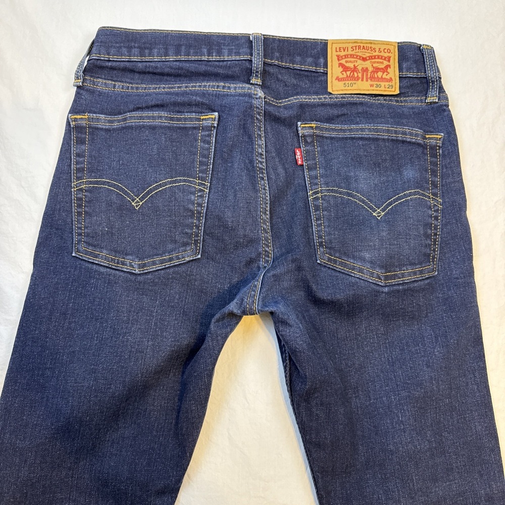 Levis 510 Jeans Mens 30x29 Blue Skinny Fit Stretch Denim Five Pocket Mid Rise